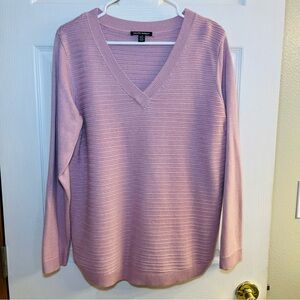 Hilary Radley Ladies’ Tunic Long Sleeve V-Neck Knit Sweater Large Pink